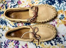 Vintage Sioux Mox Leather Moccasins soft tan Rubber Soles size 7.5 picture