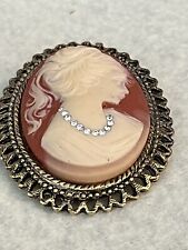 Large Vintage Pink Cameo Brooch picture