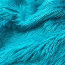 Turquoise Mohair Shaggy Faux Fur Fabric By The Yard ( Long Pile ) 60