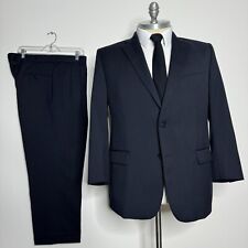 Brooks Brother Madison 1818 Suit Mens Blue Solid 100% Wool 44R 39W picture