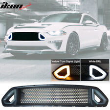 Fits 18-23 Ford Mustang RTR Style LED Front Bumper Honeycomb Upper Grille Smoke picture