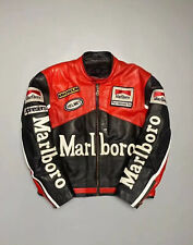 Men Marlboro Leather Jacket Vintage Racing Rare Motorcycle Biker Leather Jacket. picture