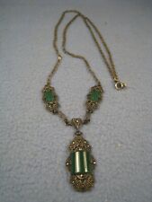 Nice Vintage Art Deco Style German Necklace with Green stones Marked Sterling picture