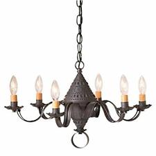 Rustic Farmhouse Colonial Small Six Arm Light Concord Chandelier in Kettle Black picture