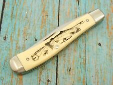SCHRADE USA SC503 SCRIMSHAW FLY FISHING TROUT ANGLER TRAPPER POCKET KNIFE KNIVES picture