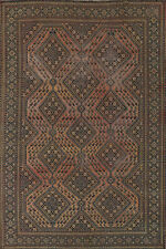 Vintage Distressed Bakhtiari Geometric Rust Wool Hand-knotted Area Rug 7x10 picture