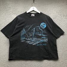 Vintage Sault Ste. Marie Wolves Moon Nature Cropped T-Shirt Men XL Graphic Black picture