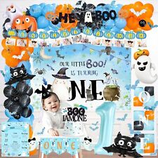 140-Pc Spooky One Birthday Decorations Boy: Halloween Themed Blue 1st Birthday picture