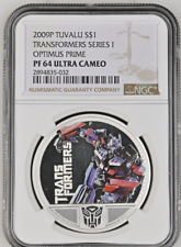 1 DOLLAR 2009 TUVALU TRANSFORMERS SERIES I OPTIMUS PRIME SILVER PROOF NGC PF64 picture