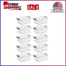 Sterilite 15 Qt Latch Box Clear Base and Lid Blue Set of 10 picture
