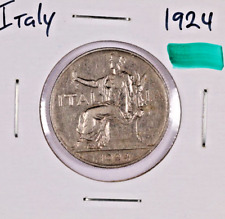 1924 Italy 1 Lira Coin - King Victor Emmanuel III picture