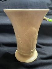 Hand Made Grecian Theme Vase Yellow Brown Signed 10/01  picture