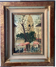 Early 20thC BORA BARUH ? Cafe Terrace Montmartre Paris Saint Pierre Church Oil picture