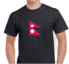 Flag of Nepal Tee Shirt Asian Himalayan Kathmandu Nepalese Pride Black T-shirt picture
