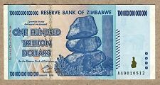 Zimbabwe 100 Trillion Dollar EXTREMELY LOW Serial AA001..VF Money Inflation picture