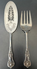 Antique Martin Hall & Co KINGS FISH SERVING SET Silver Plated Slice & Fork Mono picture