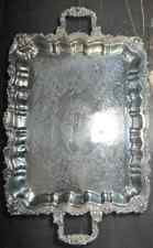 Antique Sheridan Footed Silverplate Ornate Butler’s Serving Tray Large 25” x 15” picture
