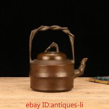 Exquisite Chinese Purple Copper Large Bamboo Teapot picture