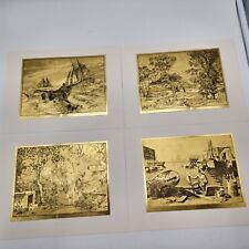 Vintage LIONEL BARRYMORE GOLD ETCH PRINTS Gallery Of Art Treasures Set Of 4 picture