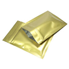 100/500 Glossy Gold Smell Proof Mylar Foil Bags Resealable Zipper Seal Pouch picture
