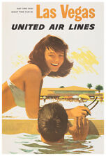 United Airlines - Las Vegas - 1960s - Vintage Travel Poster picture