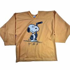 Vintage Snoopy Yellow Hockey Jersey Peanuts Mens Large 3/4 Sleeve picture