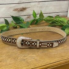 BB Simon Skinny Kish Belt Clear Ice Crystal Copper Brown Bling Swarovski Small S picture