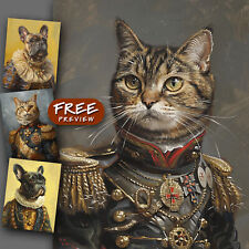 Custom Regal Portrait, Renaissance Dog, Cat, Royal Pets, Canvas Print C0010B picture