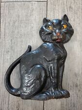 Antique 1927 A.M Greenblatt Studio 20 Black Cat Cast Iron Doorstop Statue Marked picture