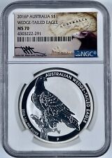 2016-P Australia $1 Silver Wedge Tailed Eagle NGC MS 70 John Mercanti Signed 999 picture