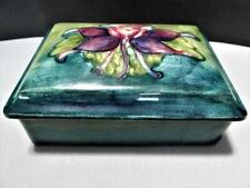 STUNNING MOORCROFT DRESSER BOX COLUMBINE SIGNED & LATE QUEEN MARY LABEL CS187 picture