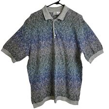 Vintage St Croix Shop Sweater Mens XL Short Sleeve Knit Gray Blue Buttons Rib picture