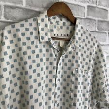 vtg Frank 90s Primary White Geometric Casual Cotton Button Up Shirt Mens Small picture