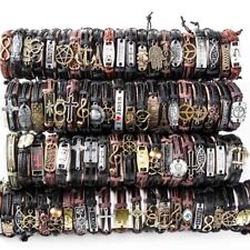 Wholesale lots 30pcs Mixed Styles Vintage Alloy leather Cuff Bracelets Jewelry picture