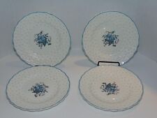 Lot of 4 COPELAND SPODE White Porcelain Blueberry Floral Decal Scalloped Plates picture