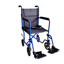 Super Lightweight Blue Aluminum Transport Chair WheelChair 19 lb picture