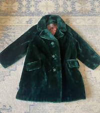 Vintage 1960s Borgana Emerald Green Faux Fur Coat Womens Sz L/XL Borg Fabric picture