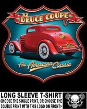 1932 Custom Chopped Deuce Coupe V8 Street Hot Rod Skull Long Sleeve T-shirt AB80 picture