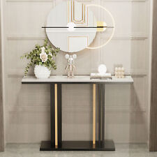 WISFOR Glam Style Sofa Console Table Minimalist Stone Top Table for Hall Entry picture