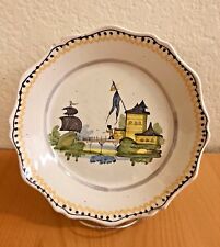 Antique FRENCH FAIENCE PLATE NEVERS, man ship & bridge. picture