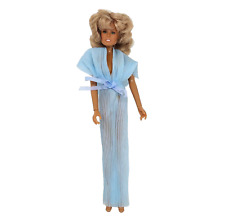 VINTAGE 1970's FARRAH FAWCETT DOLL WITH BLUE PLEATED DRESS PLAYED WITH picture