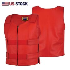 Red Leather Vest - Women Bulletproof Style Motorcycle Vest - Police - Swat Team picture