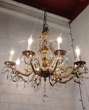 Antique Classic Brass Spanish Gold Chandelier Ornate 8 Arms Pineapple Center picture