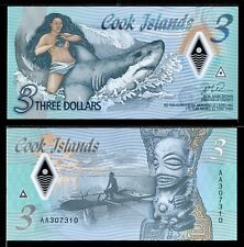 COOK ISLANDS 3 Dollars Banknote UNC Polymer Currency 2021 picture