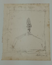Alberto Giacometti (Handmade) Painting - Drawing on Old paper signed and Stamped picture