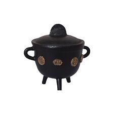 7 Chakras Cast Iron Cauldron with Carry Handle Lid for Spells Smudging Rituals picture