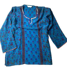 Biba 36 (S Shoulders)Women’s Silk Tunic Floral *1 Hole. NOTE Measurement’s Blue  picture