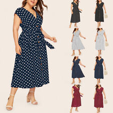 Plus Size Womens Vintage Retro Midi Dress Polka Dot Summer Party Skater Dresses picture
