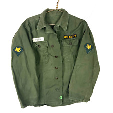 Vintage Military US Army Shirt Size Medium Green Vietnam Era 60s 70s picture