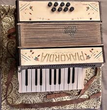 Antique Accordian, Piakordia, Small, White with Yellow Keys picture